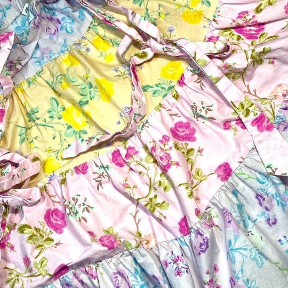 LOVE SHACK FANCY Jeanne Floral Tiered Tie Shoulder Dress - Picture 7 of 10